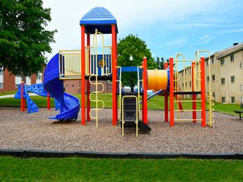 New outdoor playground with jungle gym for children